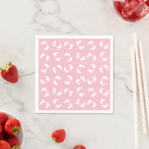 Baby Footprints, Babies Foot, Footsteps, Pink Girl Napkin