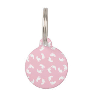 Baby Footprints, Babies Foot, Footsteps, Pink Girl Pet Tag
