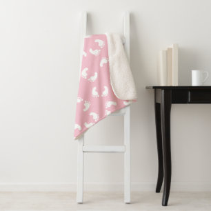 Baby Footprints, Babies Foot, Footsteps, Pink Girl Sherpa Blanket