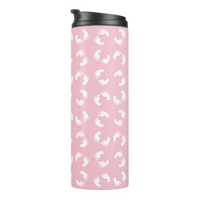 Baby Footprints, Babies Foot, Footsteps, Pink Girl Thermal Tumbler (Rotated Right)