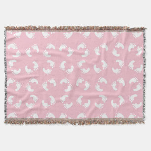 Baby Footprints, Babies Foot, Footsteps, Pink Girl Throw Blanket