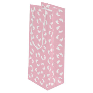 Baby Footprints, Babies Foot, Footsteps, Pink Girl Wine Gift Bag