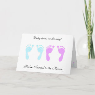 Baby Footprints Boy/Girl Twins Invitation