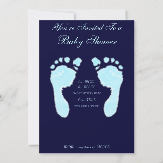 Baby Footprints (Boy) Invitation (Front)