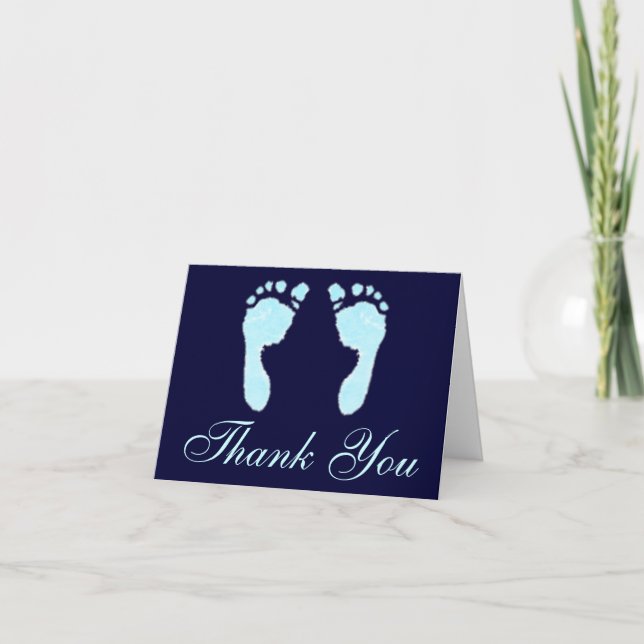 Baby Footprints (Boy) Thank You Card (Front)