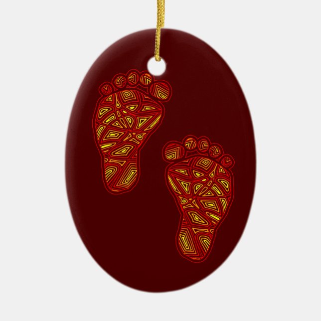 Baby Footprints Ceramic Tree Decoration (Front)