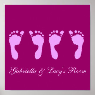 Baby Footprints (Girl Twins) Poster