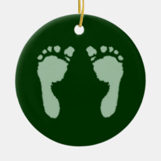 Baby Footprints (Green) Ceramic Tree Decoration