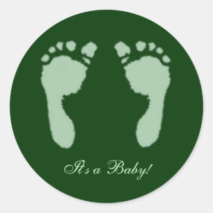 Baby Footprints (Green) Classic Round Sticker