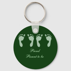 Baby Footprints (Green Twins) Key Ring