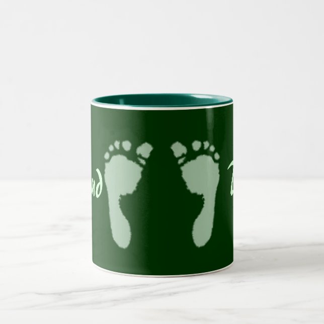 Baby Footprints (Green) Two-Tone Coffee Mug (Center)
