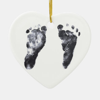 Baby Footprints Heart Ceramic Tree Decoration