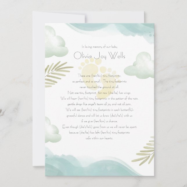 Baby Footprints Memorial Card (Front)