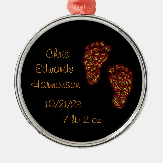 Baby Footprints Metal Tree Decoration (Front)