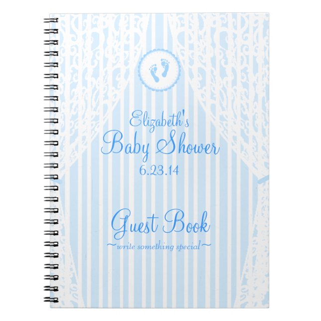 Baby Footprints-Shower Guestbook Notebook (Front)