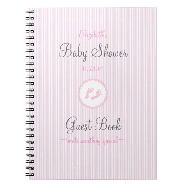 Baby Footprints-Shower Guestbook Spiral Notebook (Front)