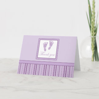 Baby Footprints Thank You - Purple Card