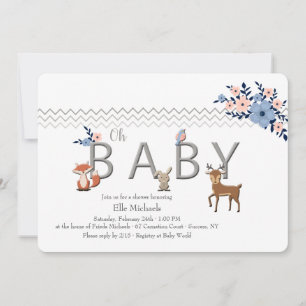 Baby Forest Animals Shower Invitation