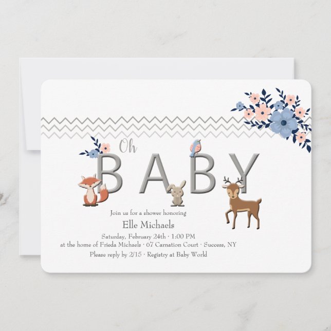 Baby Forest Animals Shower Invitation (Front)
