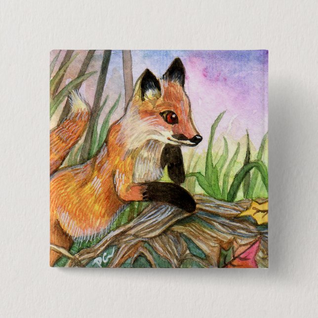 Baby Fox 15 Cm Square Badge (Front)