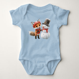 Baby Fox and Snowman Bodysuit