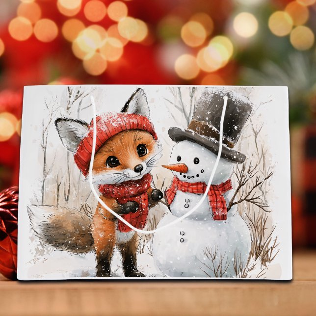 Baby Fox and Snowman Large Gift Bag (Creator Uploaded)