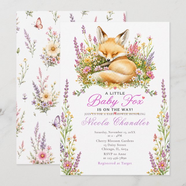 Baby Fox Baby Shower Invitation (Front/Back)