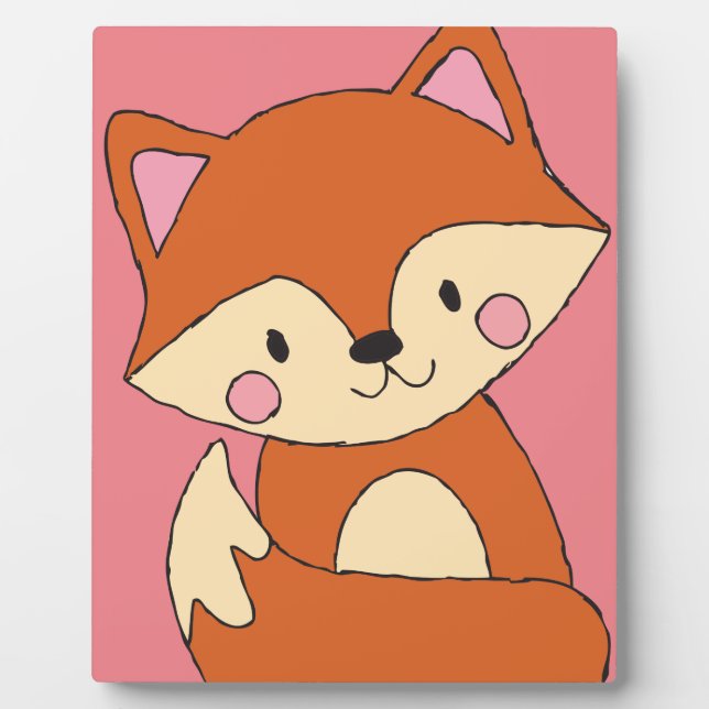 Baby Fox Drawing Cute Fox Art Baby Fox Design Plaque (Front)