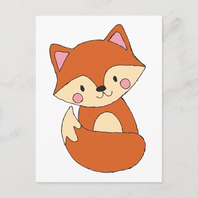Baby Fox Drawing Cute Fox Art Baby Fox Design Postcard (Front)