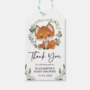 Baby Fox Eucalyptus Greenery Foliage Shower Favour Gift Tags