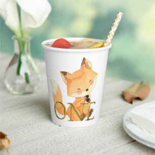 Baby Fox First Birthday Paper Cups