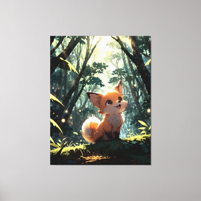 Baby fox in the forest canvas print (Front)