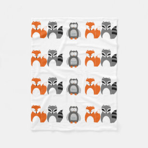 Baby Fox Owl Racoon Throw Fleece Blanket" Blanket