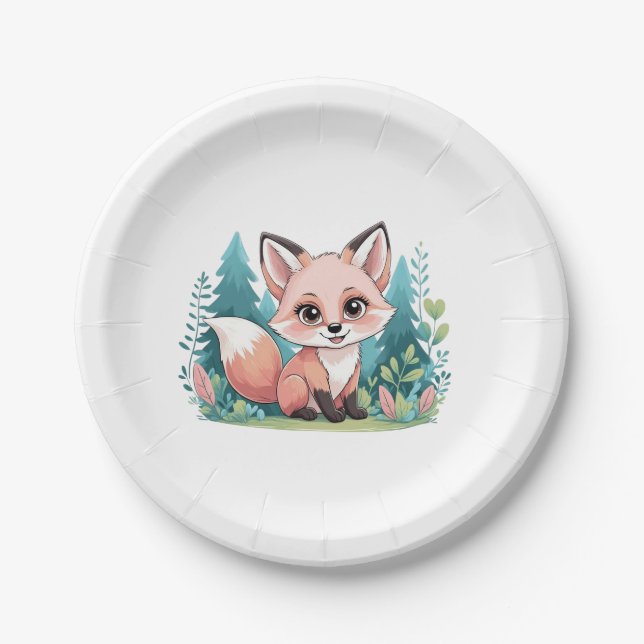  baby fox paper plates (Front)