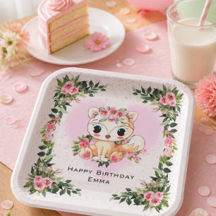 Baby Fox   Personalised Birthday Paper Plate