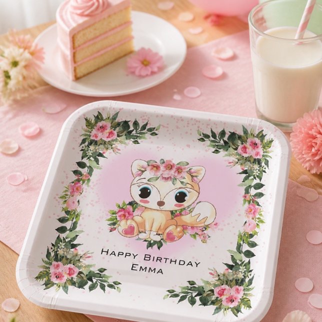 Baby Fox | Personalised Birthday Paper Plate (Creator Uploaded)