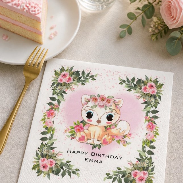 Baby Fox | Personalised  Napkin (Creator Uploaded)