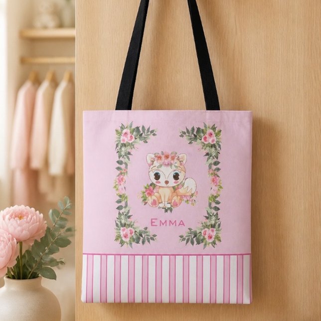 Baby Fox Personalised Pink Tote Bag (Creator Uploaded)