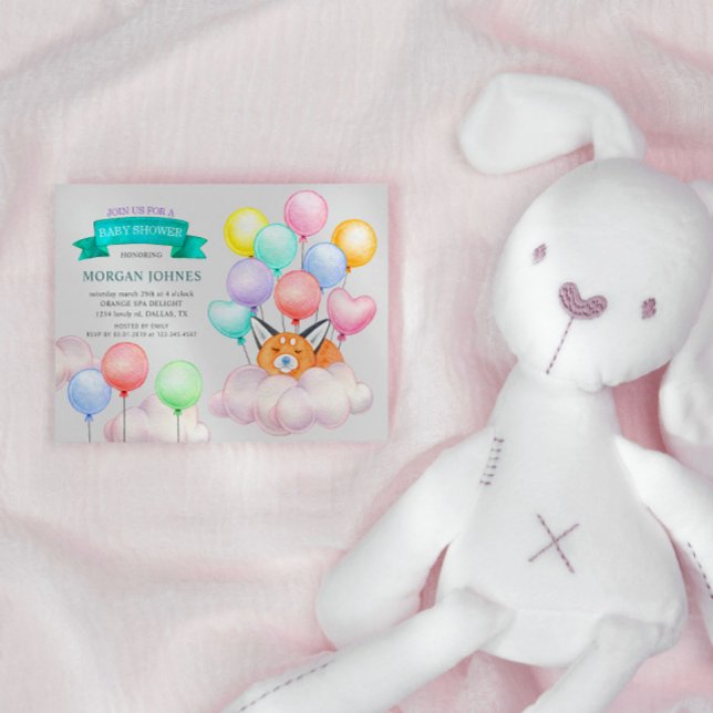 Baby Fox Sleeping On A Cloud Colourful Baby Shower (Creator Uploaded)