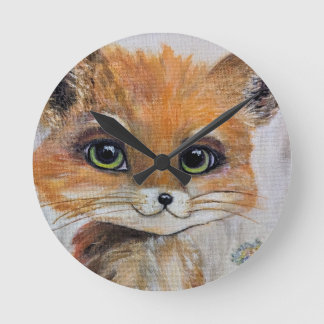 Baby Fox Wall Clock, 8" Round Acrylic Clock