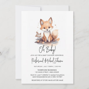 Baby Fox Woodland Animal Baby Shower Invitation