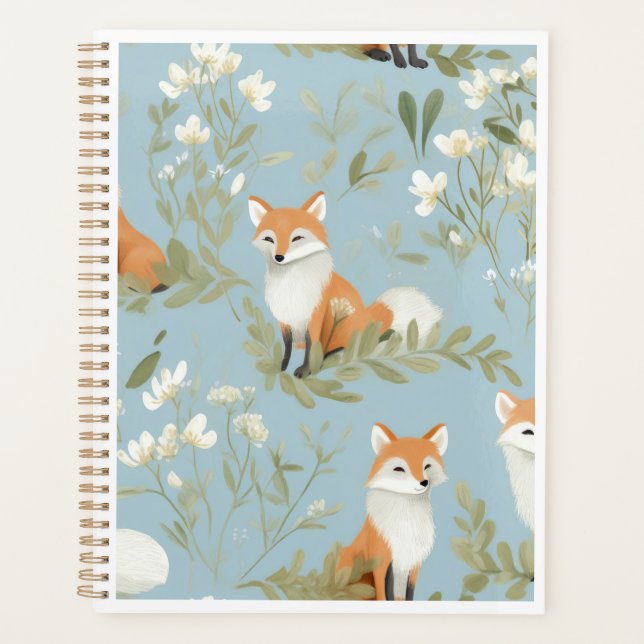 Baby Fox Woodland Pattern Cute Planner (Front)