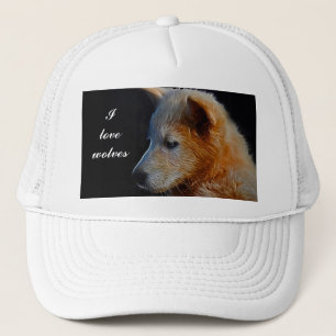 Baby fractal wolf cub trucker hat