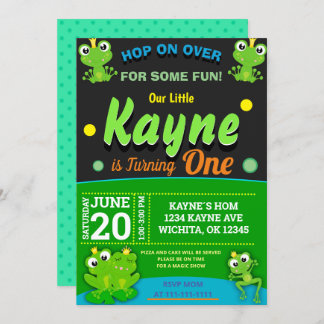 BABY FROG 1ST BIRTHDAY INVITATION TEMPLATE