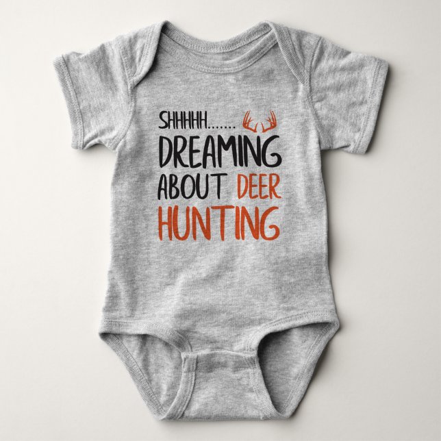 Baby funny Deer Hunting Jersey Bodysuit Shirt (Front)