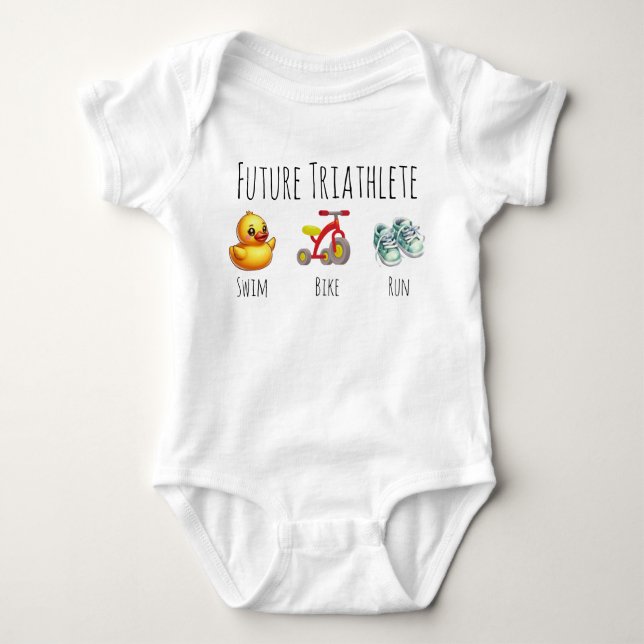 Baby Future Triathlete Swimming Running Biking Baby Bodysuit (Front)