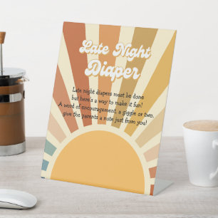 Baby Game 70s Baby Shower Bohemian Baby Shower Pedestal Sign