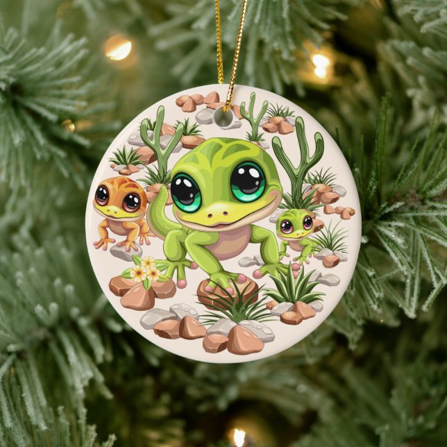 Baby Geckos Cute Cartoon Characters Ceramic Tree Decoration (Tree)