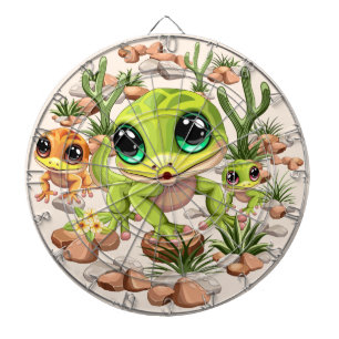 Baby Geckos Cute Cartoon Characters Dartboard
