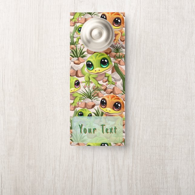 Baby Geckos Cute Cartoon Characters Door Hanger (On Knob)
